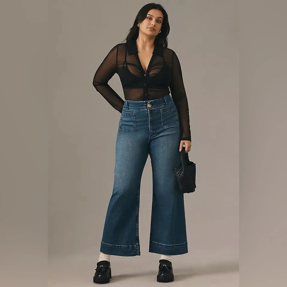 Maeve by Anthropologie The Colette Crop High-Rise Wide-Leg Jeans - Picture 2 of 12